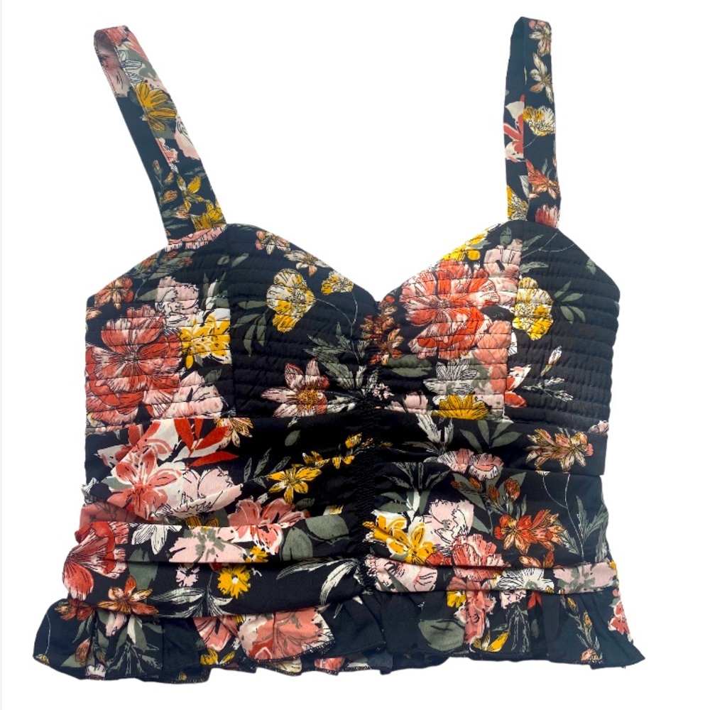 BOG Collective Dark Floral Crop Tank Top NWOT